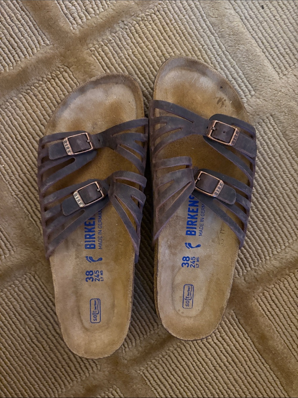 Birkenstock Women's Dark Brown Multi-Strap Slide Sandals
